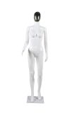 Bright White Female Mannequin with Chrome Face