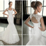 Lace Bridal Formal Gowns Cap Sleeves Mermaid Wedding Dresses G1750