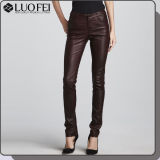 High Quality Fashion Women Five Pockets Leather Jeans Legging