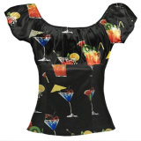 Wholesale Women's Tops Sexy Short Short Sleeved Cocktail Print Ladies Clothes