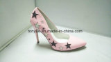 Women Leather Shoes with Pigskin Lining Stiletto Small Heel Pump Shoes