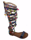 Multi Colours Women Knee Outfits High Heel Gladiator Sandals Shoes