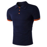 Men's Slim Fit Stand Collar Contrast Color Cotton Fashion Polo Shirt