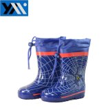 Blue Pattern Kids Rubber Rain Boots Manufacture with Spider