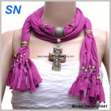 Rose Red Jesery Cross Pendant Scarf Attractive New Shawl