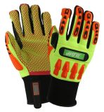 TPR Anti-Impact Synthetic Leather Safety Work Gloves with Silicon Pattern
