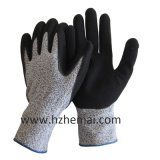 Hppe Gloves Coated Sandy Nitrile Cut Resistant Wok Glove