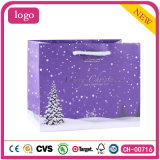 Christmas Purple Polka Dots Gift Paper Bag.