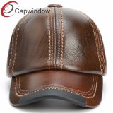 No Logo Genuine Leather Baseball Cap with Metal Buckle