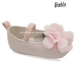 Baby Soft Outsole Infant Shoes with Flowers in Upper and Elastic Tape