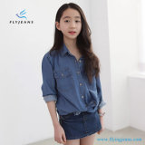 Fashion Slim Dark Blue Girls' Long Sleeve Denim Shirt by Fly Jeans