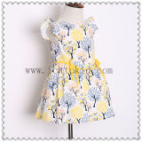 Polk DOT Tree Floral Pattern Girls Cotton Dress for Spring and Summer
