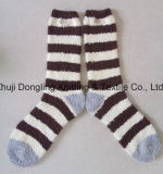 Microfiber Women Cozy Socks with Stripe Non Slip Socks
