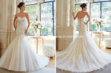Sexy Strapless Lace Bead Applique Empire Mermaid Wedding Dress Yao98
