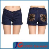 Women Leopard Pocket Short Jeans (JC6056)