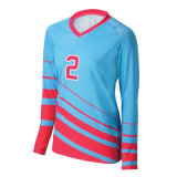 Custom Womens Sublimation Long Sleeves Volleyball Jerseys Shirts with Numbers