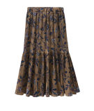 All-Match High Waist Printed Slim Middle Skirt with Pleated