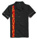 Short Sleeves Designer Fashion Big and Tall Custom Made Shirts Flame Panel
