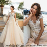 Cream Wedding Dress 2017 Champagne Lace Bridal Wedding Gowns W1624