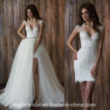 Lace Bridal Gowns Cap Sleeves Short Tulle Wedding Dresses Z9021