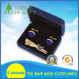 Custom Logo Cufflinks & Tie Bar Set with Velvet Gift Box