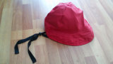 Solid Red PU Rain Cap with Strap for Adult
