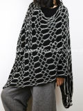 Acrylic Fashion Lady Winter Warm Gray Geometric Knitted Shawl