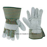 Cow Split Leather Working Gloves with Rubberized Cuff