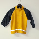 Solid Yellow PU Reflective Rain Jacket for Children/Baby