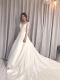 Satin Long Sleeve Bridal Dress Wedding Gown