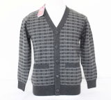 Yak Wool/Cashmere V Neck Cardigan with 2 Patch Long Sleeve Sweater/Garment/Knitwear/Clothes