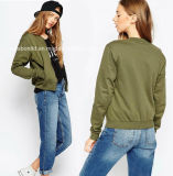 Long Sleeve Army Green 100%Cotton Wholesale Women Casual/ Bomber/Fashion/ Jacket