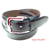 Hot-Sale Novel Design Man Leather Belt with Zipper Bag