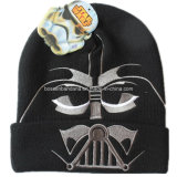 OEM Produce Customized Design Embroidered Ski Sports Hat Acrylic Knit Black Beanie Hat