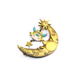 High Quality Metal Beauty Bling Moon Glitter Pin Badge