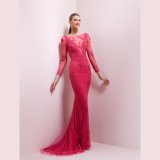 Pink Lace Sequin Mermaid Prom Evening Dress