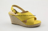 Colorful Fabric Upper Fashion Sandal Women Shoes with Wedge