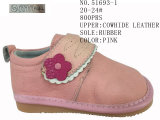 Pink Color Cowhide Leather Girls Fashion Shoes