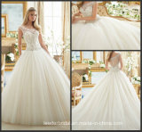 Diamante Beading Bridal Ball Gowns Bateau Bodice Tulle Wedding Dress 2017 Mrl2884