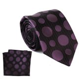 Luxury Silk Purple DOT Custom Made Logo Tie and Hanky Set