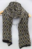 100% Acrylic Black Knitted Scarf for Women Shawls Fashion Accessory
