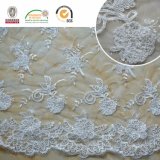 Splendid 3D Flower White Lace Fabric for Wedding & Lady Dress C10015