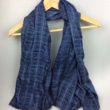 Ladies 100% Cotton Checked Pattern Washed Dyeing Leisure Scarf