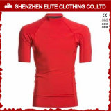Customised Plain Red Short Sleeves Compression Rash Guards (ELTRGI-23)