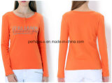 Wholesale Round Collar Slim Women Pure Color Cotton Long-Sleeved T-Shirt