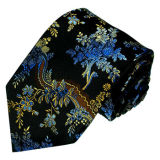 New Fashion Navy Blue Colour Gold Tree Design Men's Woven Silk Neckties