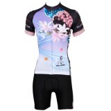 Lotus Series Bicycle Cycling Jersey Suit Quick Dry for Summer Women's Shorts Set with 3 D