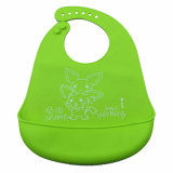 Green Cartoon Figure FDA Silicone Feeding Products Silicone Baby Bib