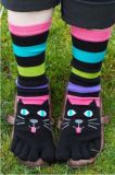 Rainbow Color Stripe Five Toe Sock for Kids Dress Cuty