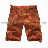 Printed Camouflage 100% Cotton Orange Men's Shorts (16283)